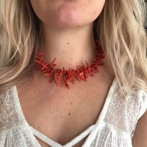 Vintage Real Coral Branch Necklace